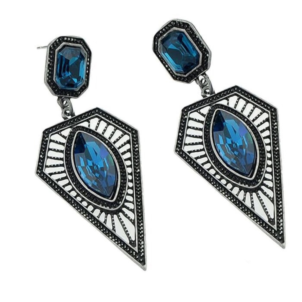 Retro Exaggeration Triangle Drop Crystal Earrings